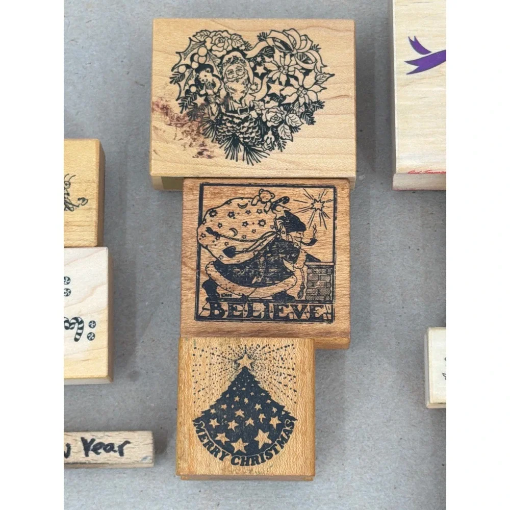Vintage Christmas Rubber Stamp Lot PSX Anita's Snowman Angel Noel 12pc Mixed Set